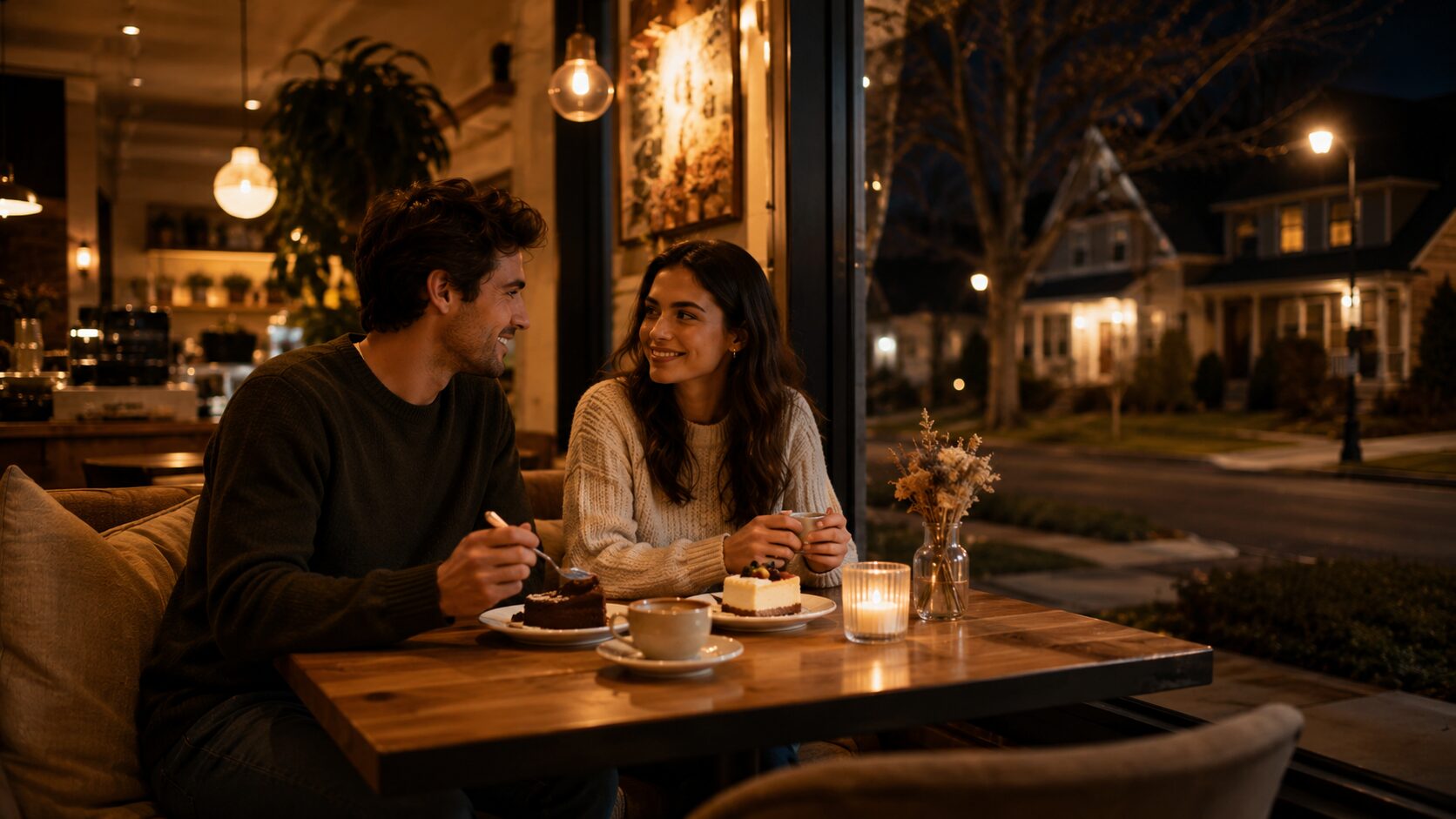 郊外の夜カフェが人気